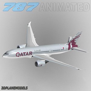 3d model b787-8 qatar airways