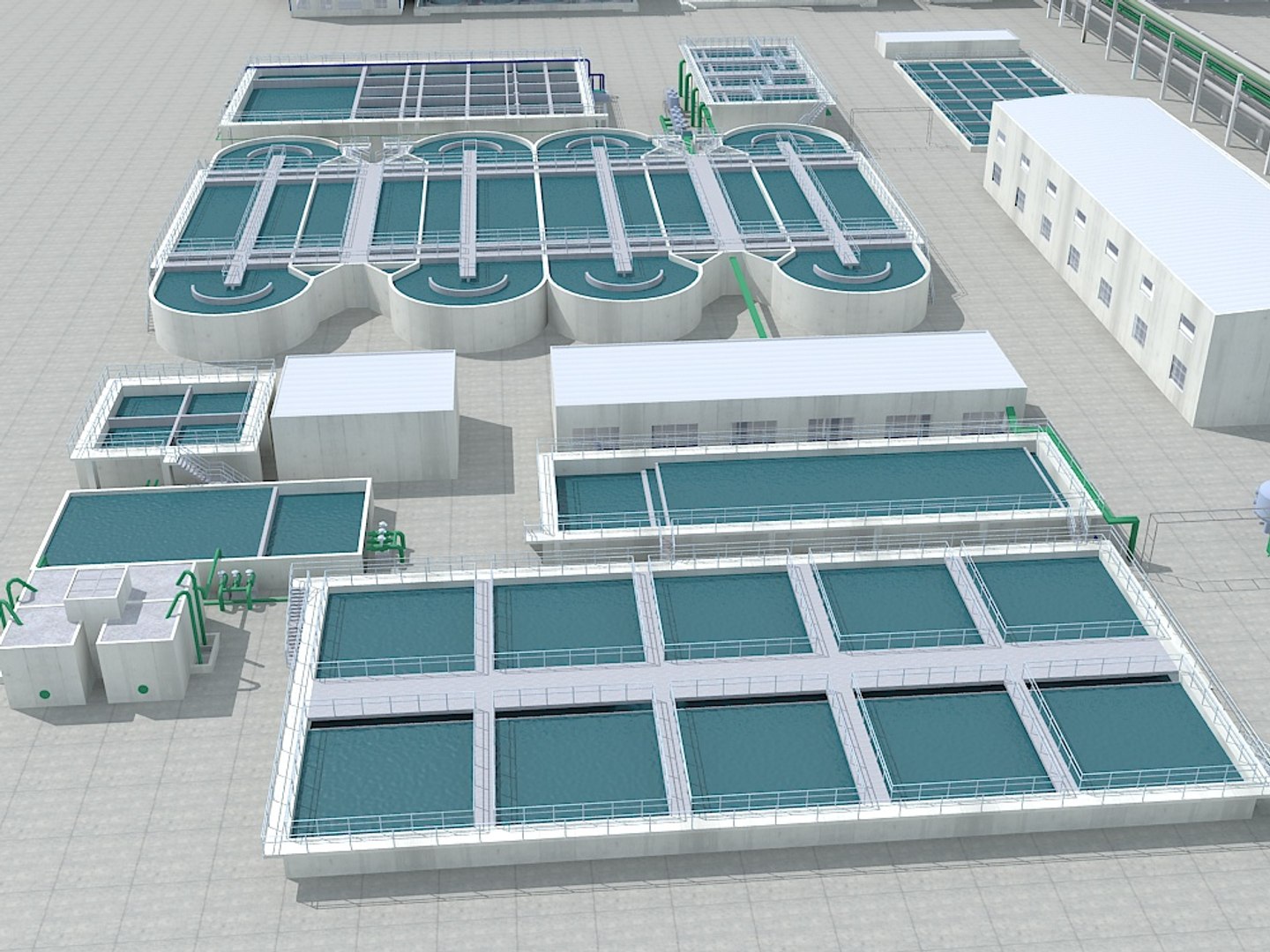 Sewage Water Treatment Scene 3d Max