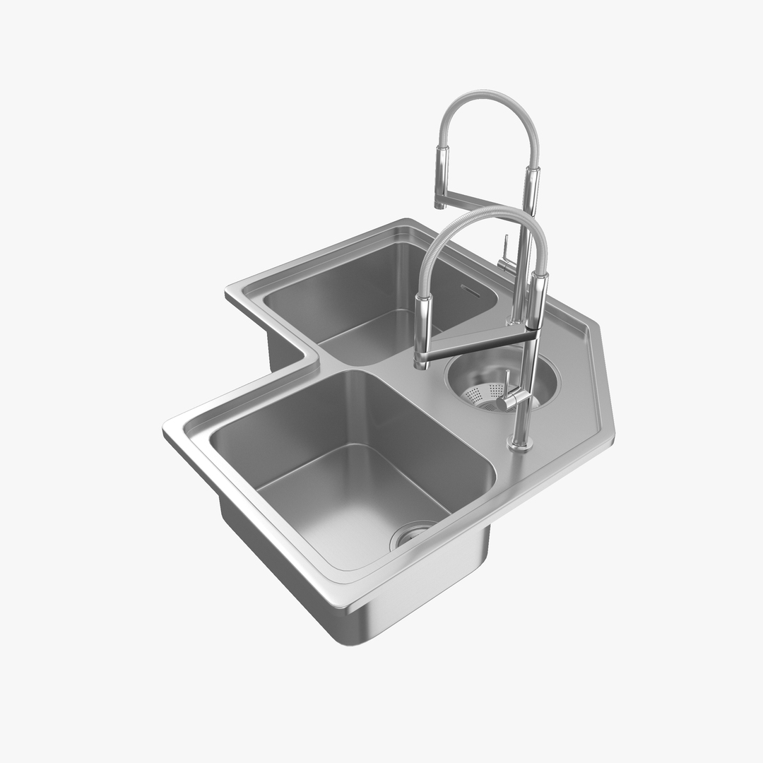 3D модель Alpes-Inox kitchen sink with Move kitchen mixer tap By Nobili ...