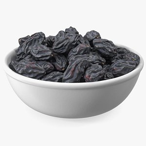3D model Bowl of Black Dry Raisins