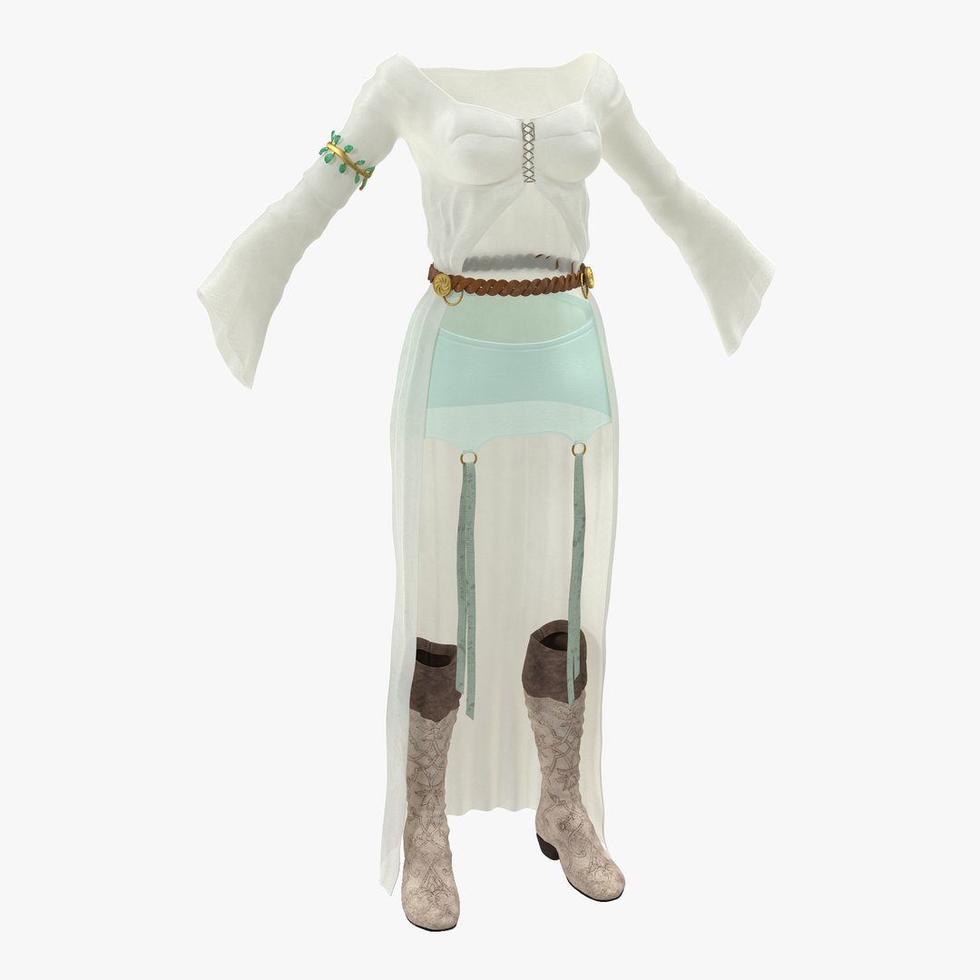 Female Medieval Clothes 3 3D Model 3D model preview