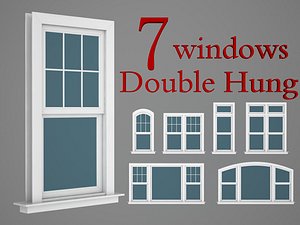 double hung windows wood 3d 3ds