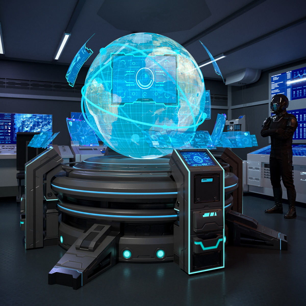 modelo 3d Cabina de mando con holograma - TurboSquid 2292411
