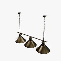 James Pool Table Light - Three Shade Brass Pendant