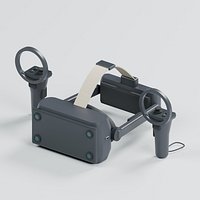 VR Headset with Adjustable Straps and Two Hand Controllers