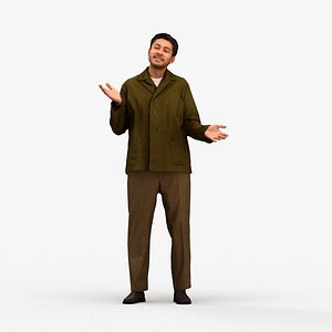 00538Levi003 - Adult Caucasian man talking in public wearing casual autumn or spring attire