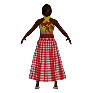 black woman skirt character 3D model