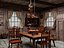 Intérieur d'une cabane en bois médiévale