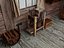 Intérieur d'une cabane en bois médiévale