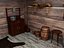 Intérieur d'une cabane en bois médiévale