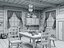 Intérieur d'une cabane en bois médiévale