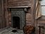 Intérieur d'une cabane en bois médiévale