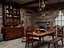 Intérieur d'une cabane en bois médiévale