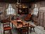 Intérieur d'une cabane en bois médiévale