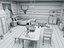 Intérieur d'une cabane en bois médiévale