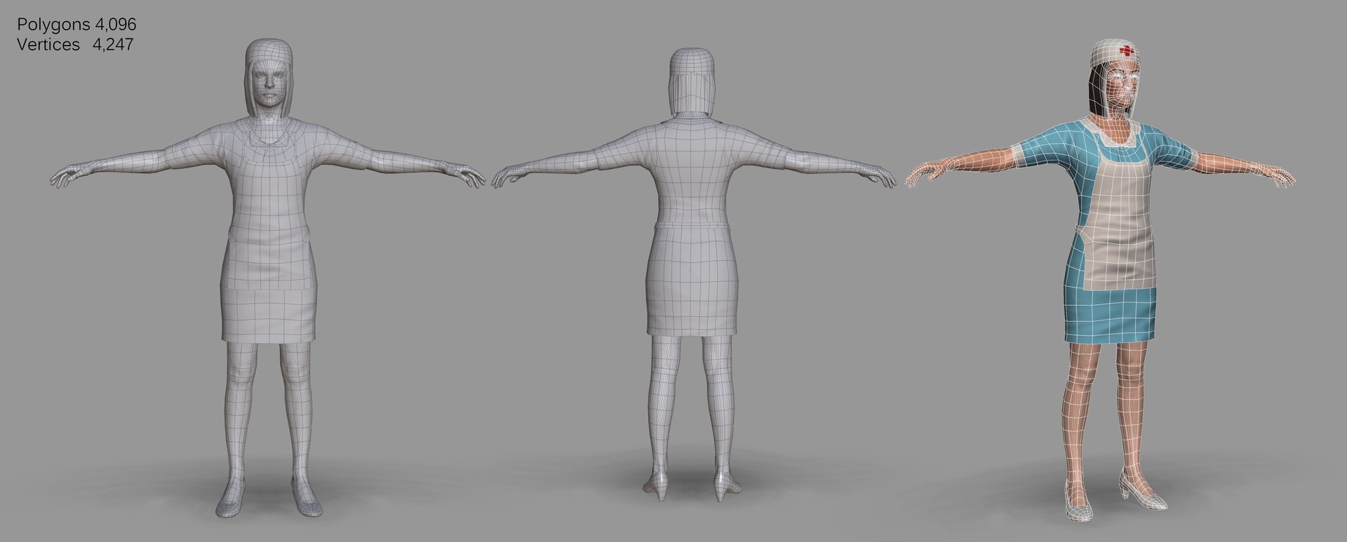 rigged nurse 3D model https://p.turbosquid.com/ts-thumb/hC/A2pCSF/WqJFJc4s/nurse_wireframe/jpg/1528647772/1920x1080/fit_q87/5c572a3ffa38a1e58c717ee7c597ec118560d888/nurse_wireframe.jpg