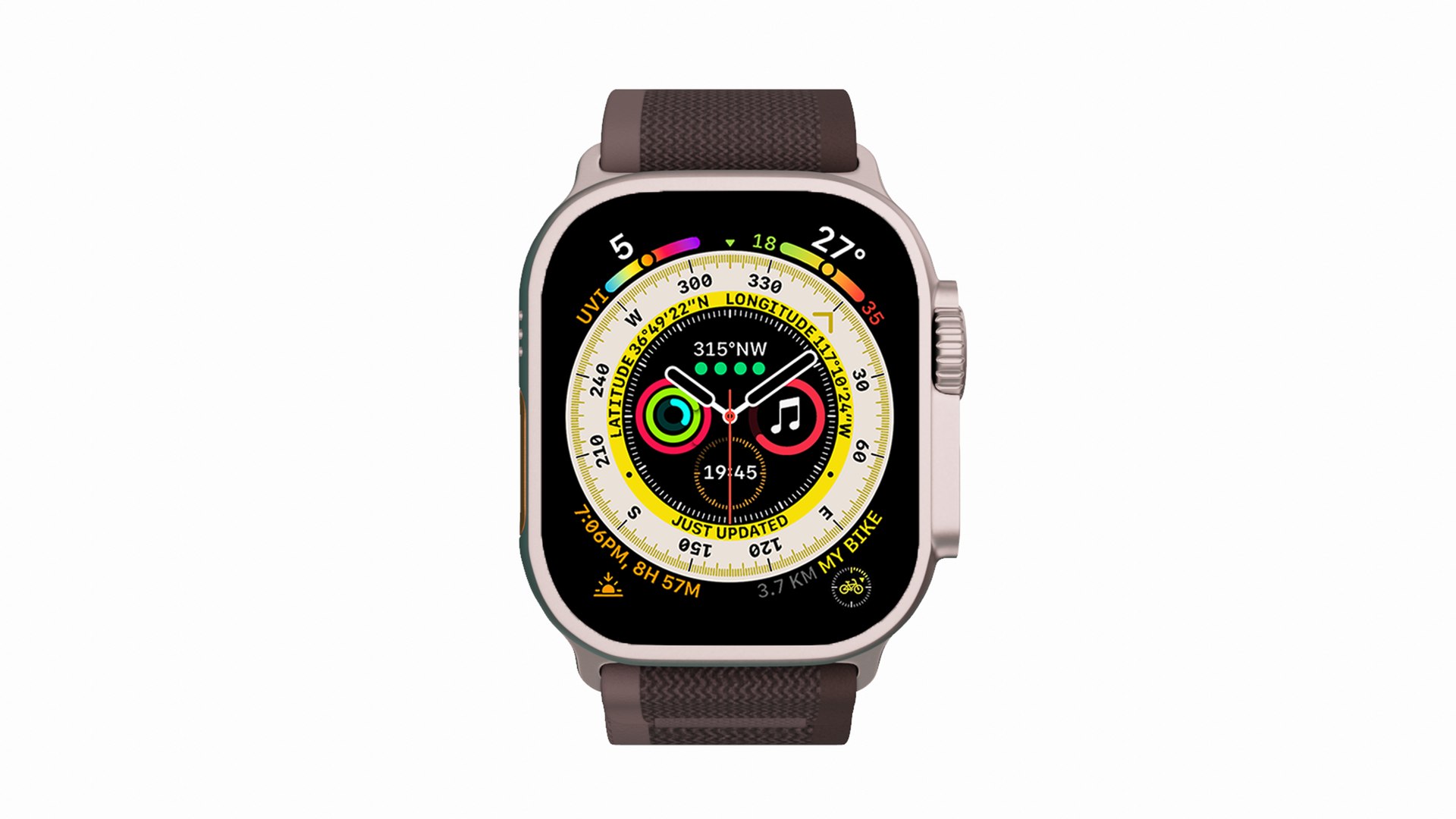 3D Model Apple Watch Ultra Titanium Case With Black And Grey Trail Loop