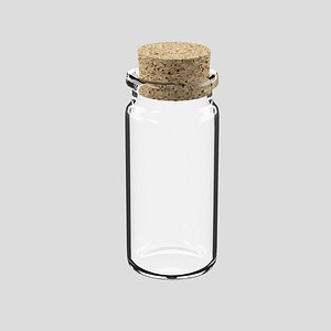3D Glass bottle with cork model