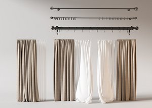 Double Panel Curtains Set Curtain Rod