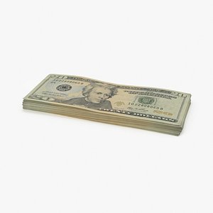 20 dollar bill stack 3d model