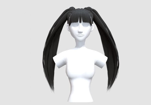 Pigtail Bun Hairstyle - 3D Model by nickianimations