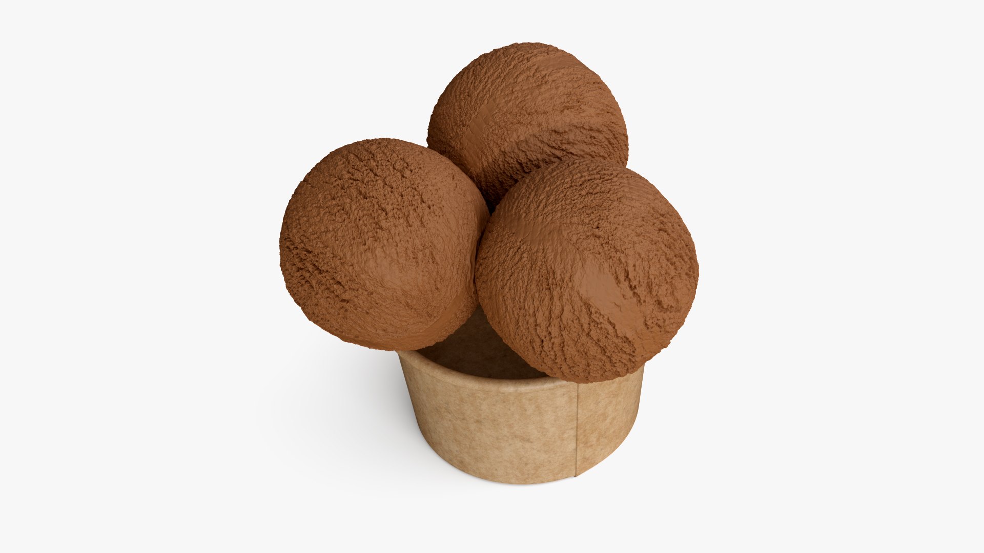 Ice Cream Chocolate Balls in Cardboard Cup 3D model preview