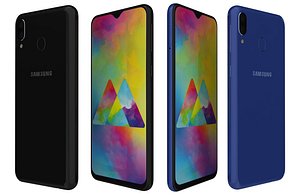 3D Samsung Galaxy M20 Black And Blue Low Poly