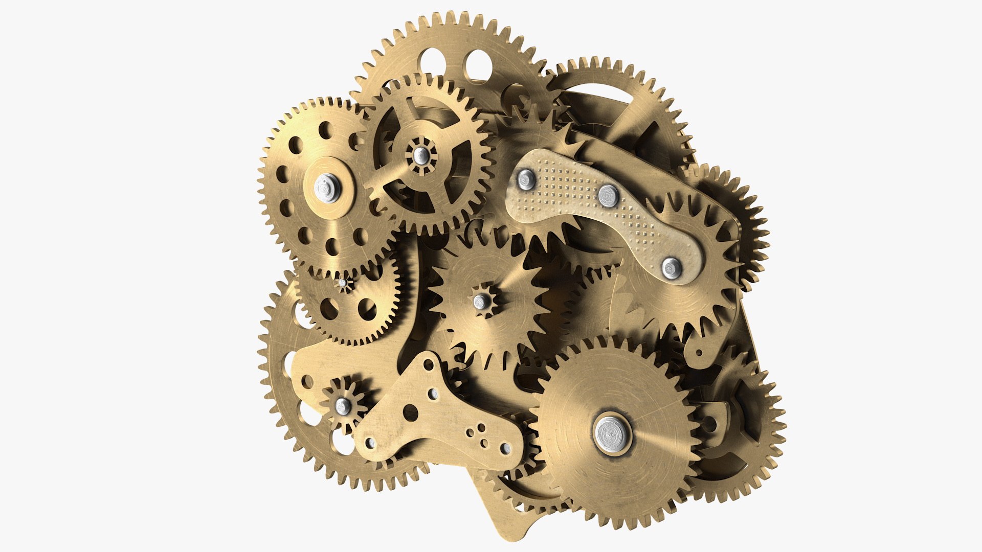 Cog Gears Mechanism Brass 3D model preview