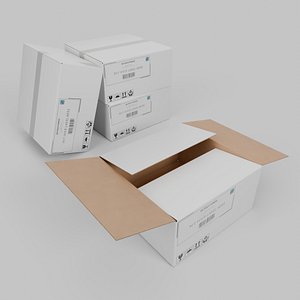 White Cardboard Box R-442 - Rigged and Customizable