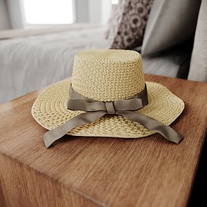 3D straw rattan hat silk
