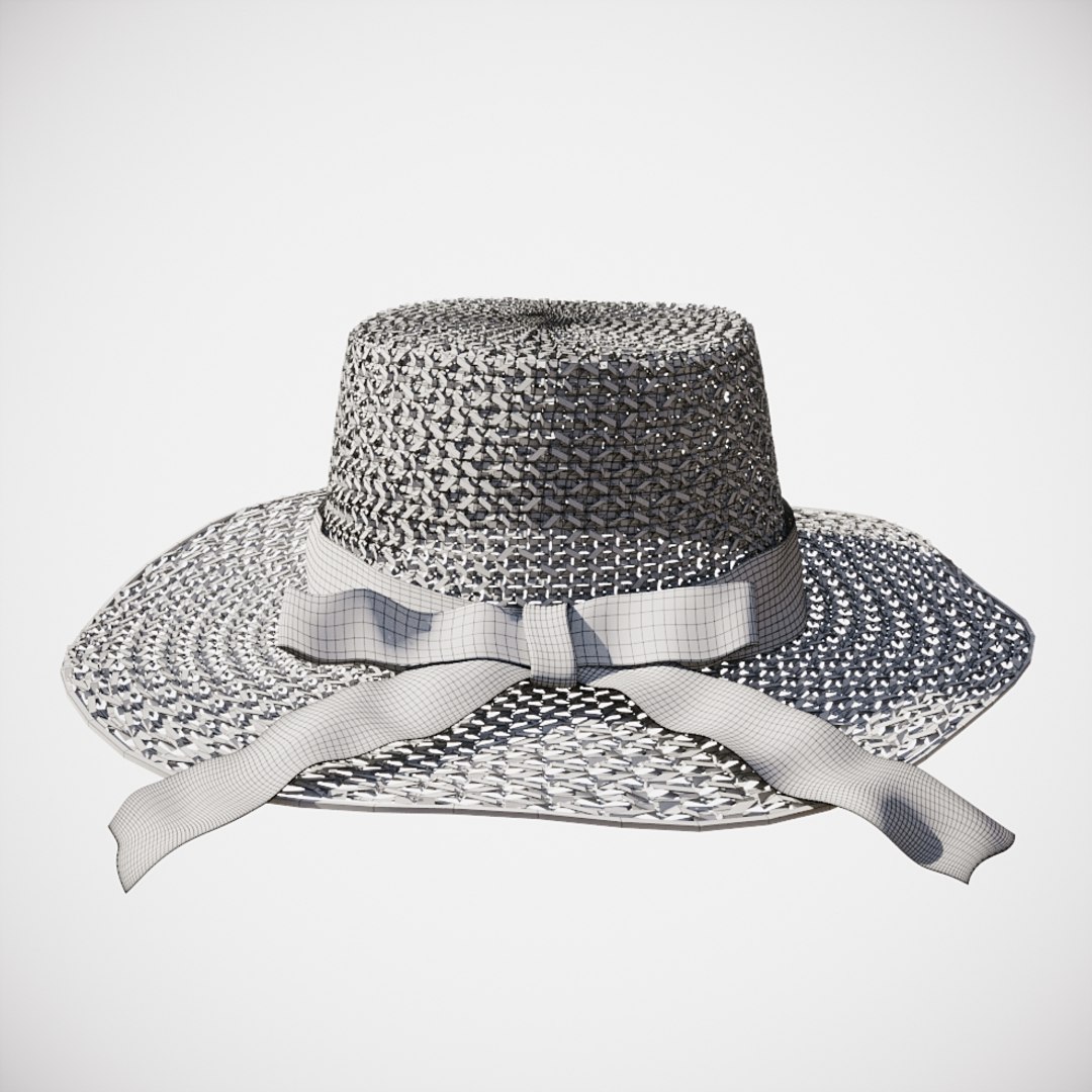 3D Straw Rattan Hat Silk - TurboSquid 1586664