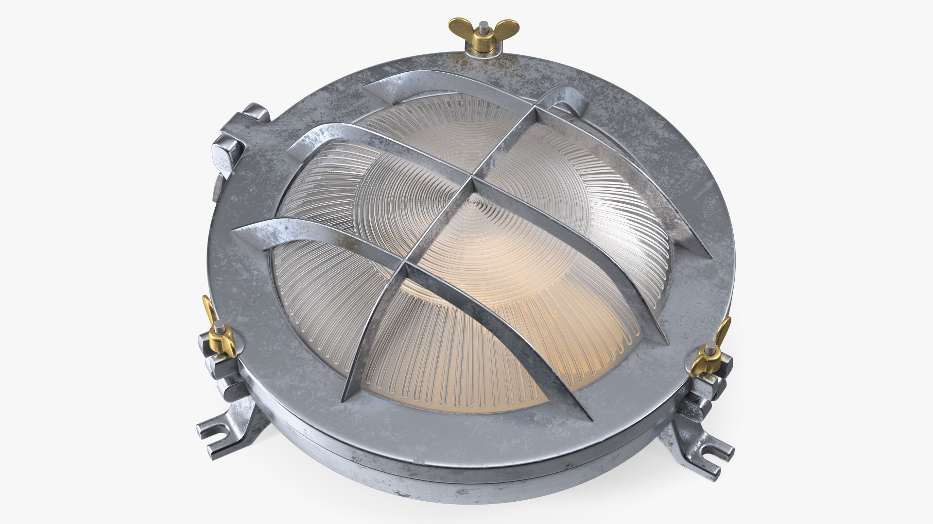 Bulkhead Light Lamp Steel with Ribbed Glass On State 3D model preview