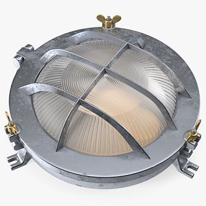 Bulkhead Light Lamp Steel with Ribbed Glass On State