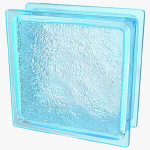 Ice Pattern Glass Block Blue