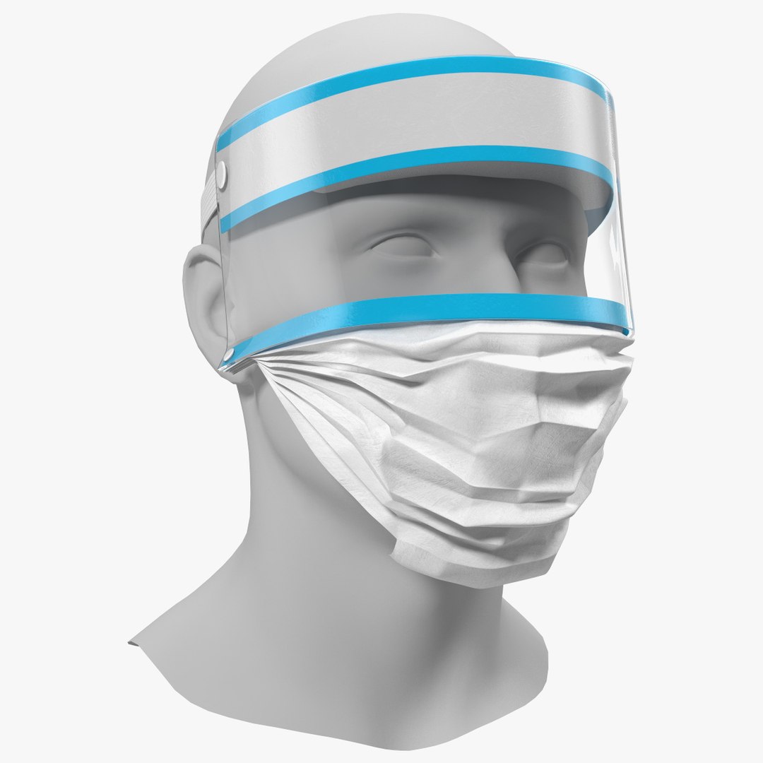 Face Shield with Medical Mask 3D model preview