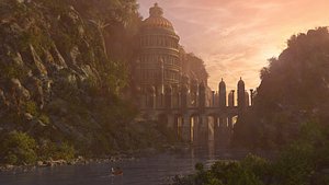 Fantasy Dome Castle River 3D model