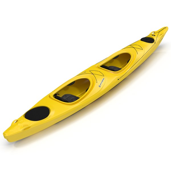 3d model kayak 2 yellow paddle