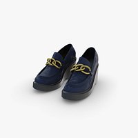 Navy Suede Platform Loafers