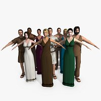 Ten Low Poly Roman People