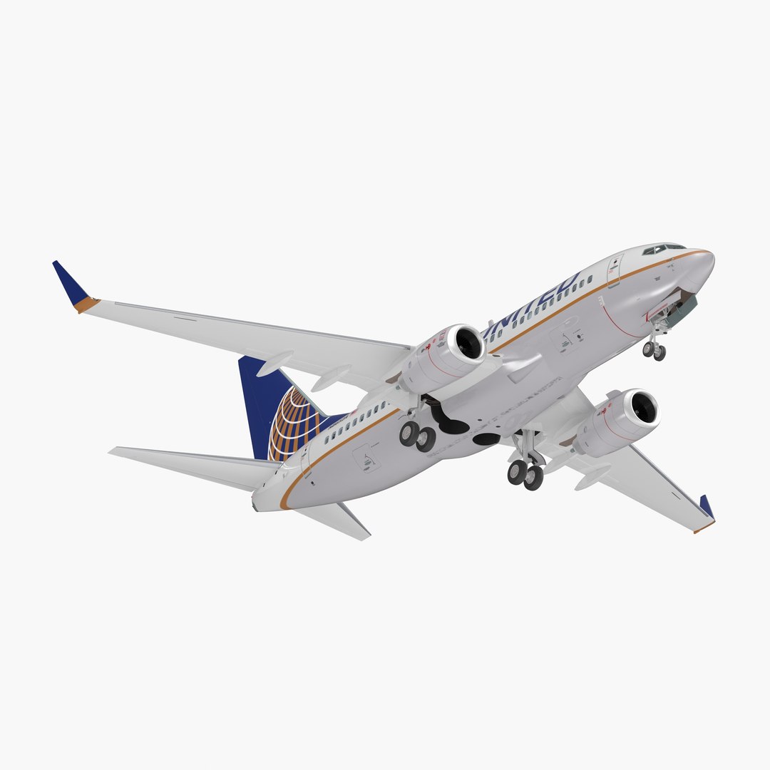 Boeing 737-700 with Interior United Airlines Rigged 3D Model 3D model preview