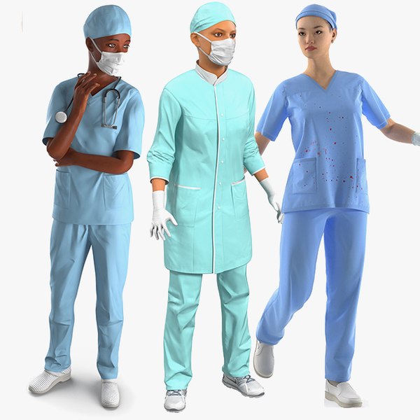 female doctors 3 rigged 3D model