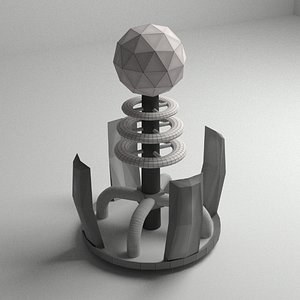 Tesla Coil Tower VR - AR Game Ready Low Poly 3d Model
