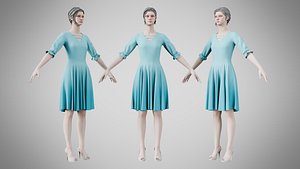 Dress 06 Sky Blue 3D model