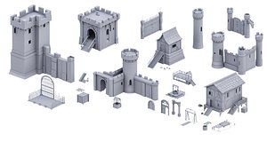 50 Castle Elements Kitbash 3D model
