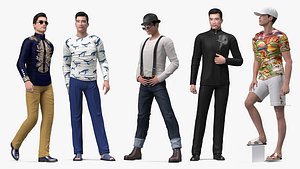 Rigged Asian Men Collection 3 for Maya 3D model