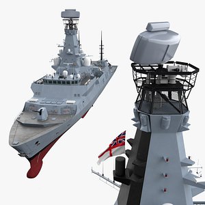 UK Stealth Naval Ship Type 26 Grey Rigged for Cinema 4D