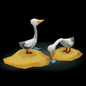 swans cartoon low-poly 3d max