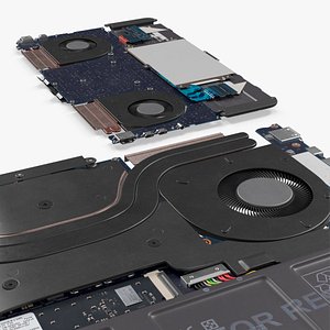 Notebook Internal Midframe with Cooling and Audio Units