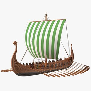 Viking Drakkar Sail Green 3D