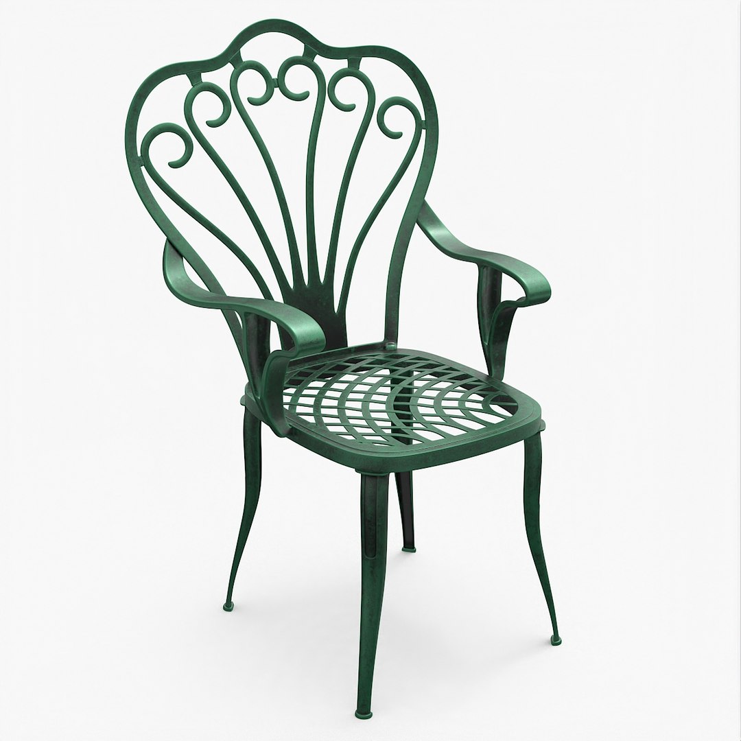 Elegant Outdoor Chair Old Bronze 3D model preview
